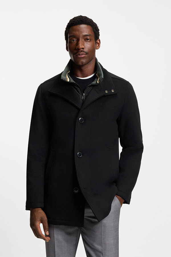 ΠΑΛΤΟ ΚΟΝΤΟ BOSS - 001 ΜΑΥΡΟ